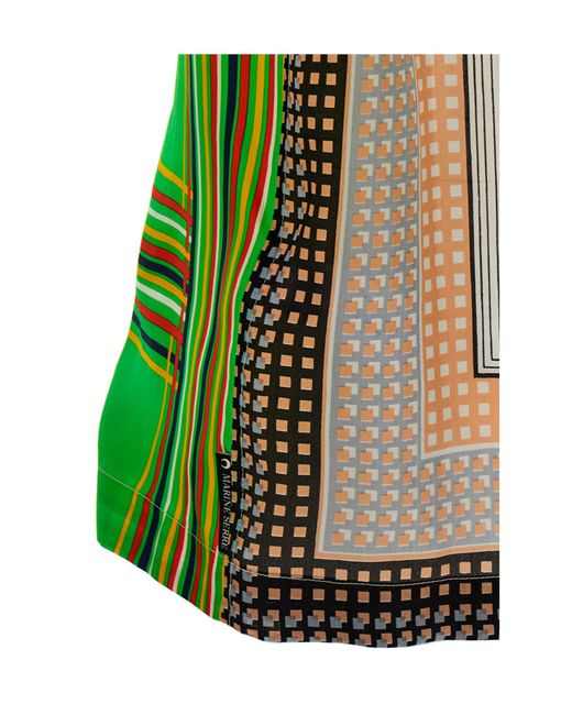 MARINE SERRE Multicolor Patchwork Scarf Printed Bowling Shirt for men