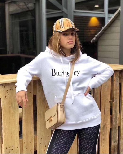 Burberry White Logo Embroidered Hoodie
