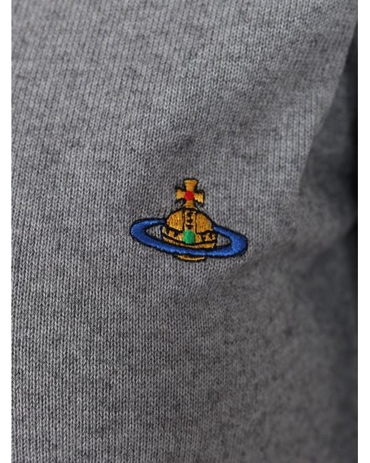 Vivienne Westwood Gray Cropped V-Neck Jumper