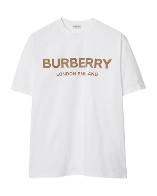 Burberry White Logo Cotton T-Shirt for men