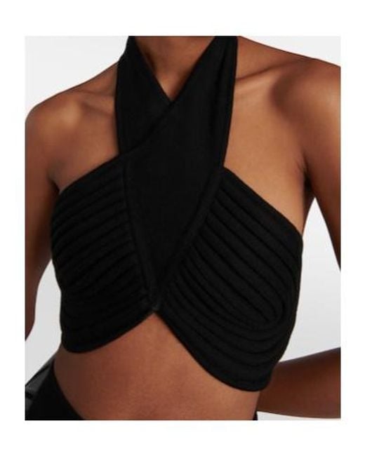 Gabriela Hearst Black Halter Wool Bra