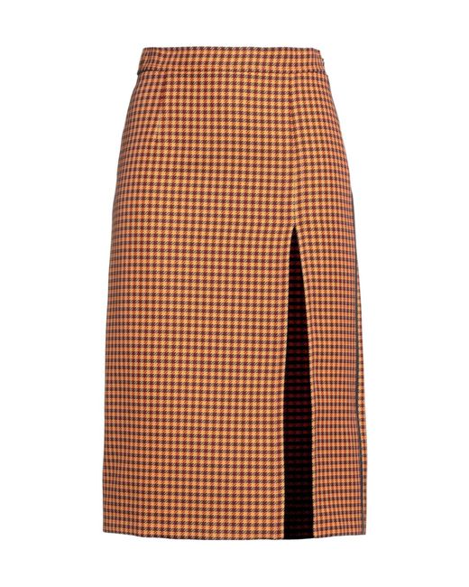 Marni Brown Plaid Wool-Blend Midi Skirt