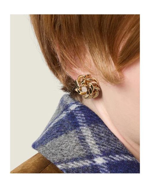 Miu Miu Metallic Metal Earrings With Crystals