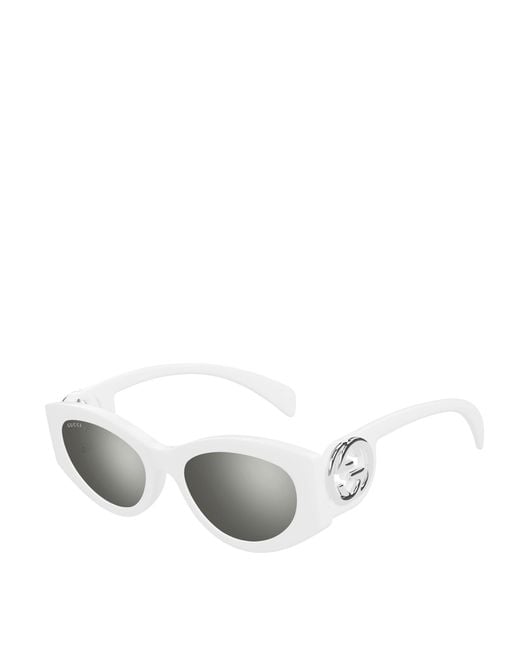 Gucci White Eyewear Cat-Eye Frame Sunglasses