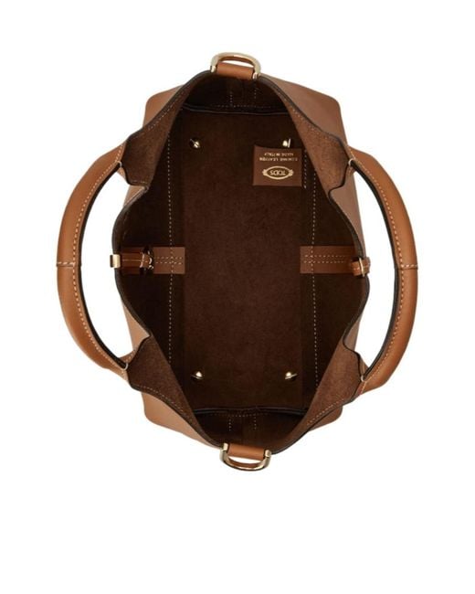 Tod's Brown Logo Engraved Mini Shopping Bag