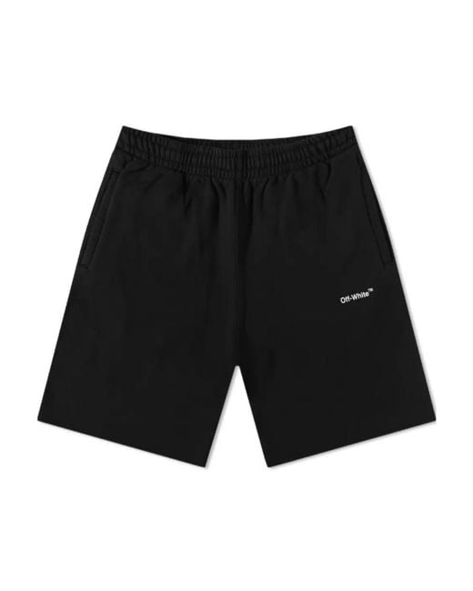 Off-White c/o Virgil Abloh Black Logo-Print Cotton Track Shorts for men