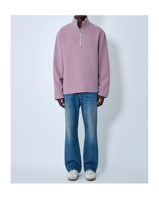 Rier Purple Myrte Zip-Up Fleece Sweatshirt for men