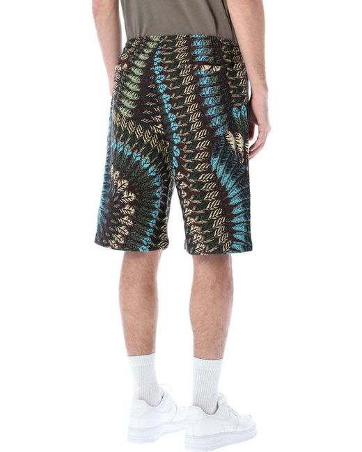 Marcelo Burlon Green County Of Milan Feather Printed Drawstring Shorts for men