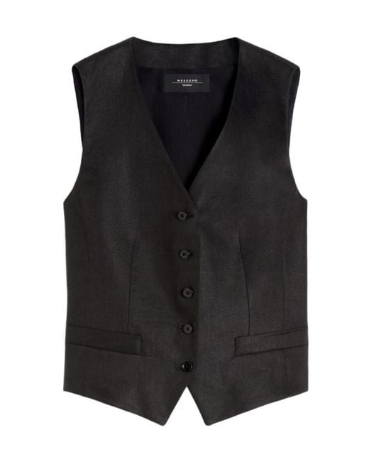 Weekend by Maxmara Black Button V-Neck Waistcoat