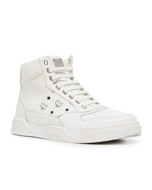 MCM White Logo Logo High-Top Skate Shoes for men