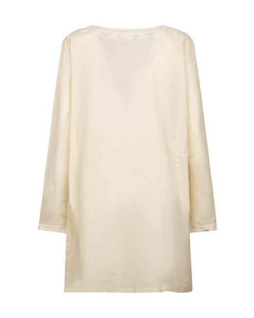 Mc2 Saint Barth White V-Neck Dress