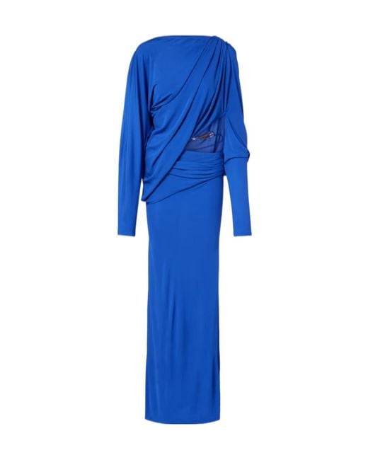 Christopher Esber Blue Encased Nature Draped Jersey Gown