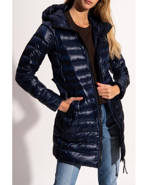 Canada Goose Blue Logo-Patch Sleeve Padded Coat