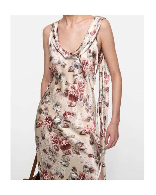Acne White Draped Print Dress