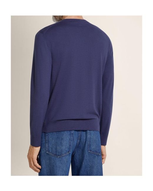 Zegna Blue Ink Vellus Aureum Crewneck for men