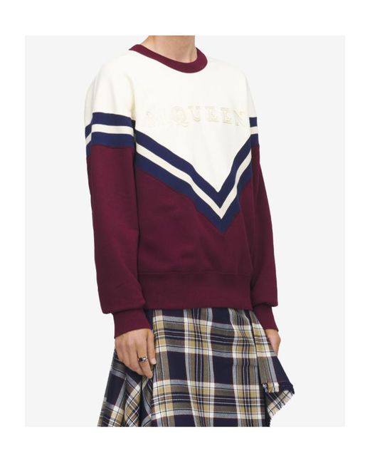 McQueen Purple Logo Embroidered Crewneck Sweatshirt for men