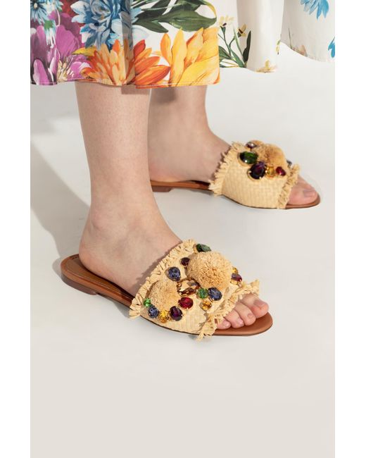 Dolce & Gabbana Metallic Embellished Flip-Flops