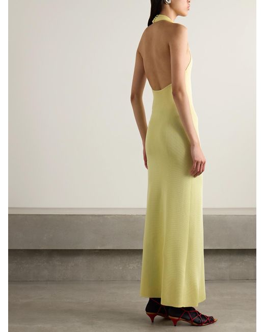Khaite Yellow Coraline Halterneck Midi Dress