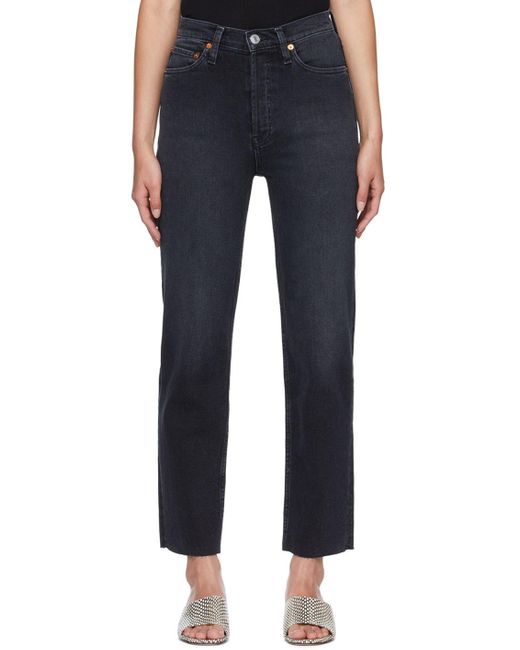 Re/done Black 70S Stove Pipe Jeans