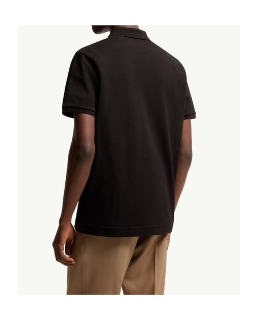 Moncler Black Logo Patch Short-Sleeved Polo Shirt for men