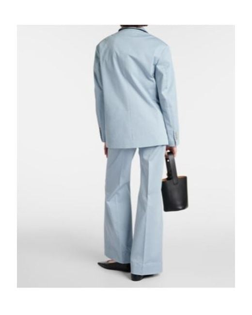 Plan C Blue Oversized Cotton-Blend Blazer