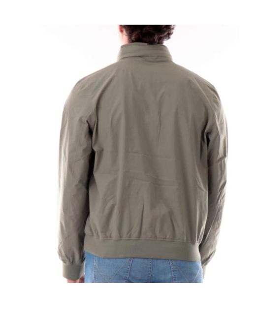 K-Way Green Striped Zip Stand-Collar Jacket for men