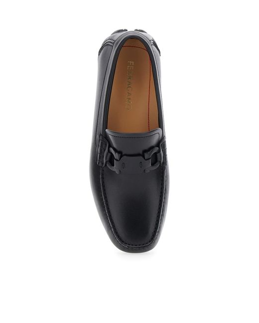 Ferragamo Black Flat Loafers for men