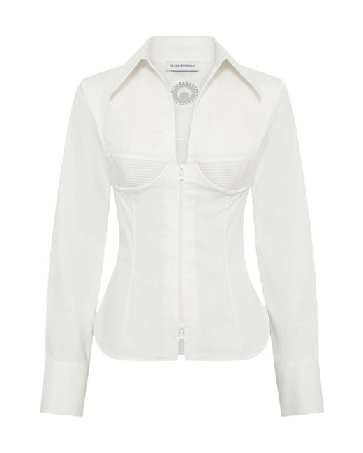 MARINE SERRE White Zip-Front Bustier Shirt