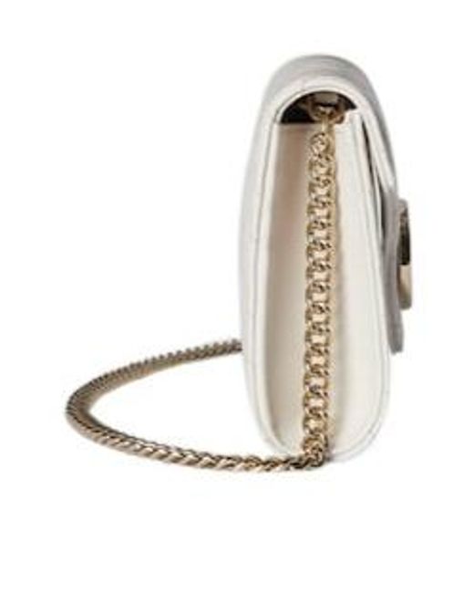 Gucci White Logo Plaque Quilted Clutch Bag