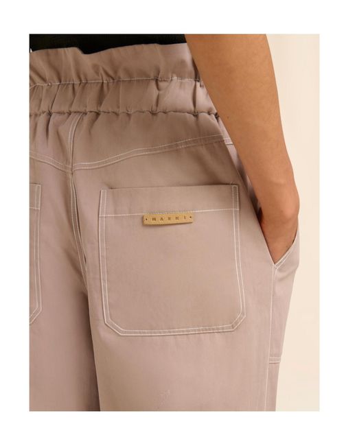Marni Natural Elasticated Paperbag Waist Gabardine Trousers