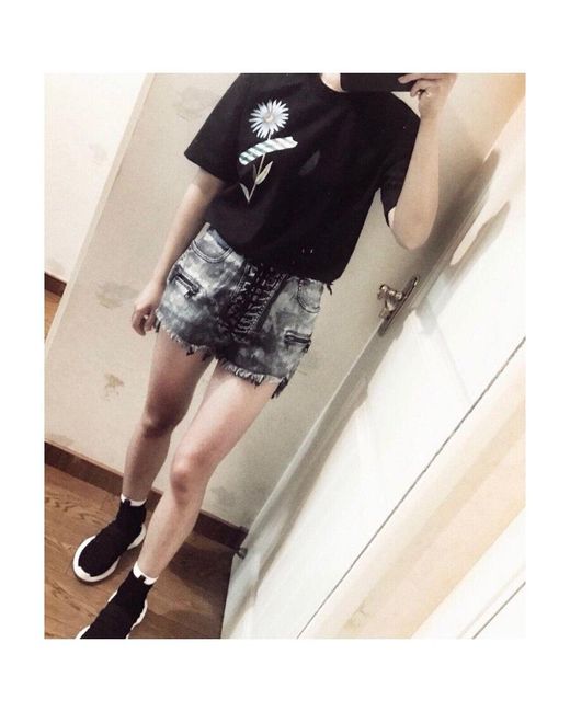 Unravel Project Gray Retro Trimmed Denim Shorts