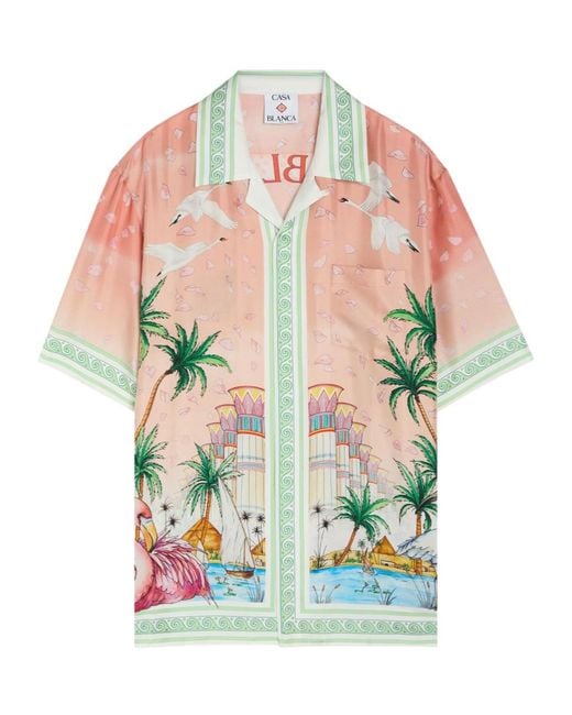 Casablanca Multicolor Radiating Logo-Monogram Silk Shirt for men