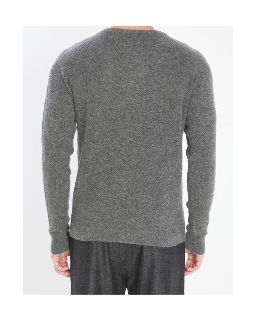 Roberto Collina Gray Ribbed Crewneck Knitwear for men