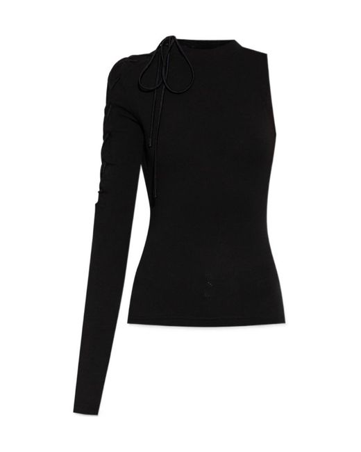 Versace Jeans Black One-Sleeve Cut-Out Detailing Top