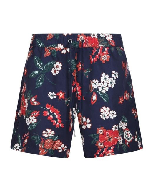 Moncler Blue Pattern-Printed Swim Shorts for men