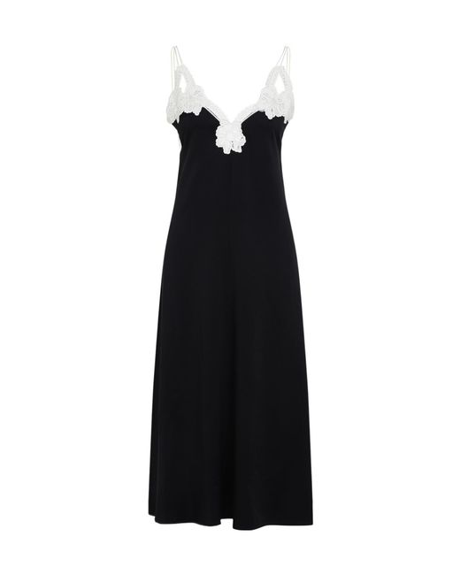 Jil Sander Black Lace Flower Detailed Midi Dress