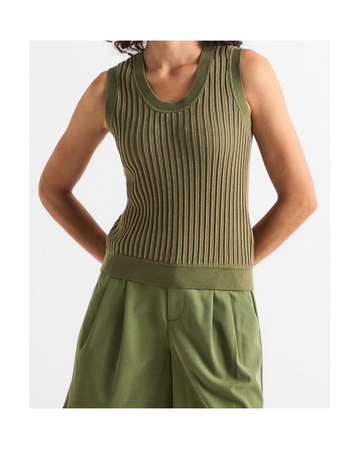 Varley Green Ribbed Tank Top
