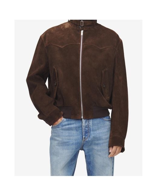 McQueen Brown Jacket With Belted Collar And Chain With T-Back Detail for men