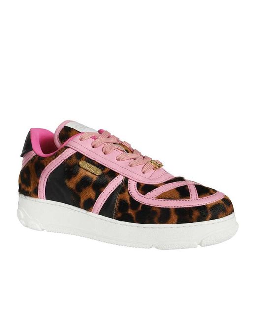 Gcds Pink Leopard-Print Lace-Up Trainers