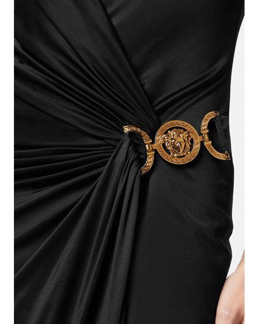 Versace Black Logo-Plaque Sleeveless Dress