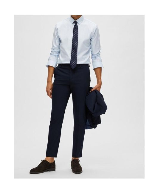 SELECTED Blue Woven Wool Blend Trousers for men