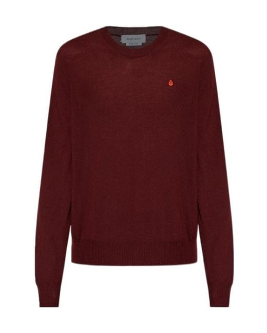McQueen Skull Embroidered Crewneck Jumper for men