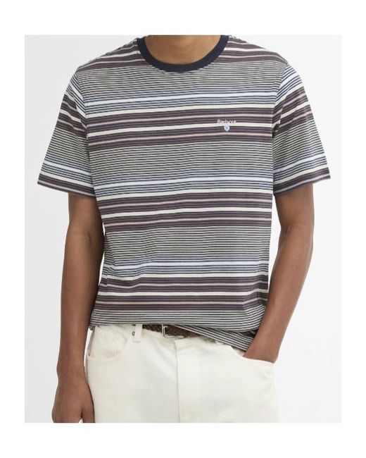 Barbour Gray Steelrigg Striped T-Shirt for men