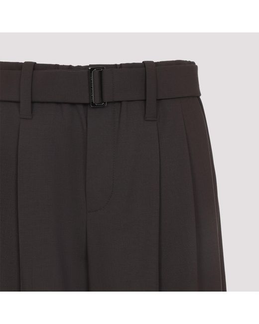 Brunello Cucinelli Black Belted Pleated Straight Trousers