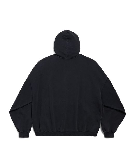 Balenciaga Blue Cotton Hooded Sweatshirt for men