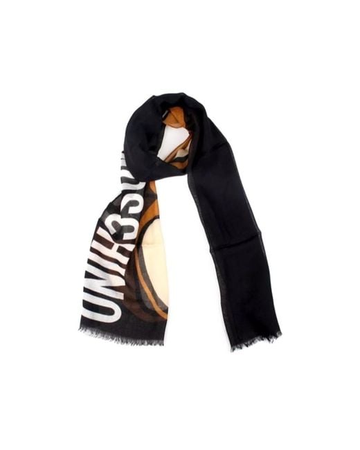 Moschino Blue Teddy Bear Printed Scarf for men