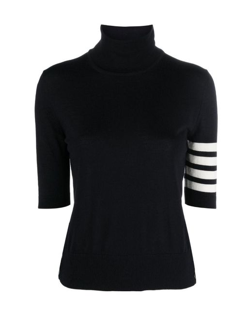 Thom Browne Black Roll Neck Knitted Jumper