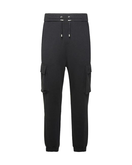 Balmain Black Pocket Detailed Drawstring Cargo Trousers for men