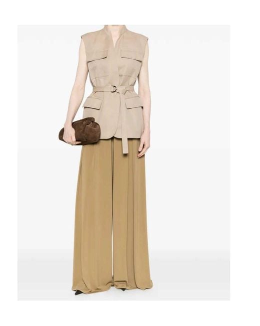 Max Mara Natural Bermuda Pleated Trousers