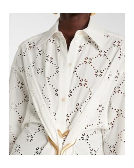 Area White Draped Cotton Shirt Dress